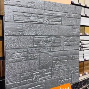 دیوارپوش 70*70 سانت سنگ آنتیک نقره ای پشت چسب دار