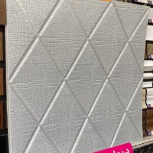 دیوارپوش 70*70 سانت لوزی نقره ای پشت چسب دار