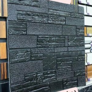 دیوارپوش فومی 70*70 سانت سنگ آنتیک مشکی پشت چسب دار