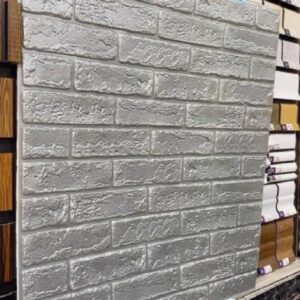 دیوارپوش فومی 70*70 سانت آجر بهمنی نقره ای پشت چسب دار