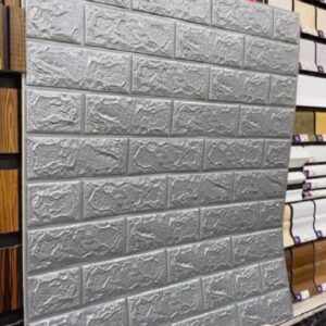 دیوارپوش فومی 70*70 سانت آجر ساده نقره ای پشت چسب دار